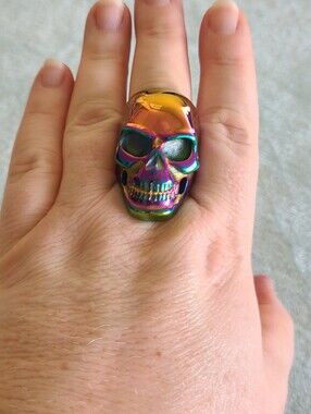 Iridescent Rainbow Skull Ring